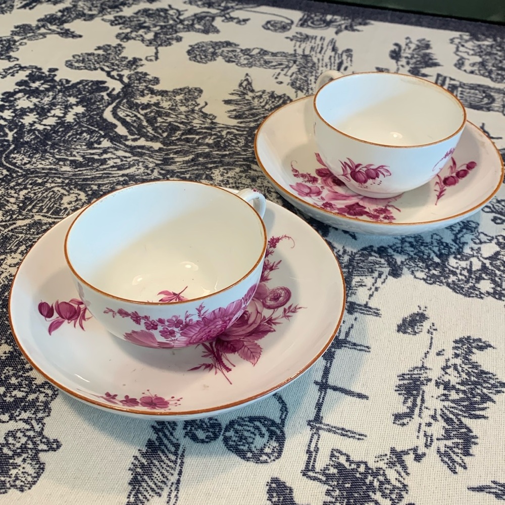 Antique Meissen Marcolini Cup and Saucer Pair